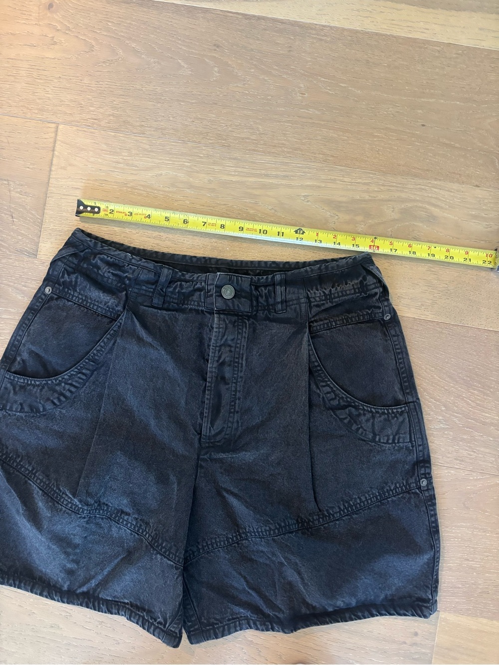 Free People Wild Rebel Barrel Shorts Black 14 NWT Wide Leg Denim Jean Short - Picture 9 of 11